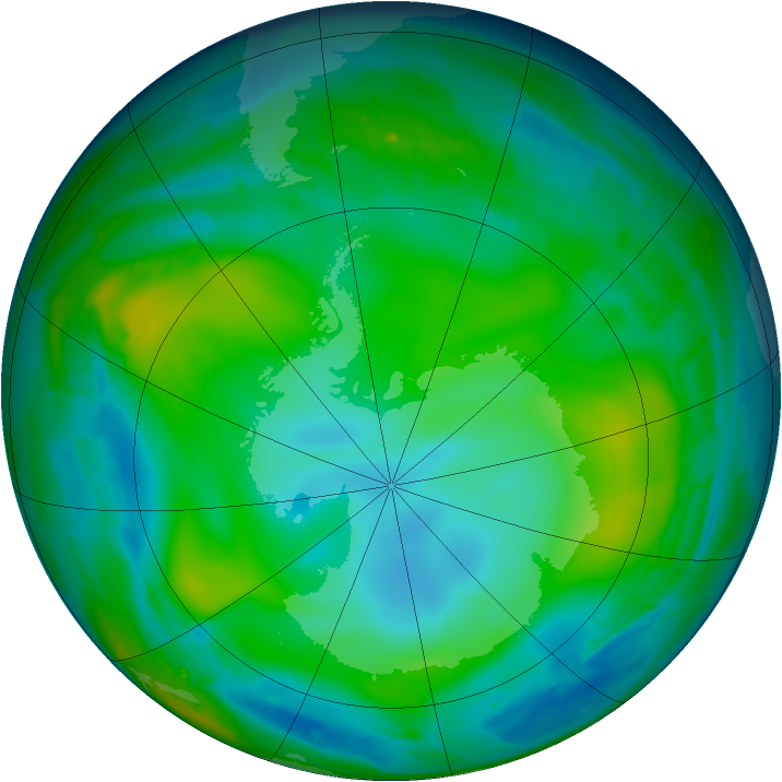 Antarctic ozone map for 07 June 2010